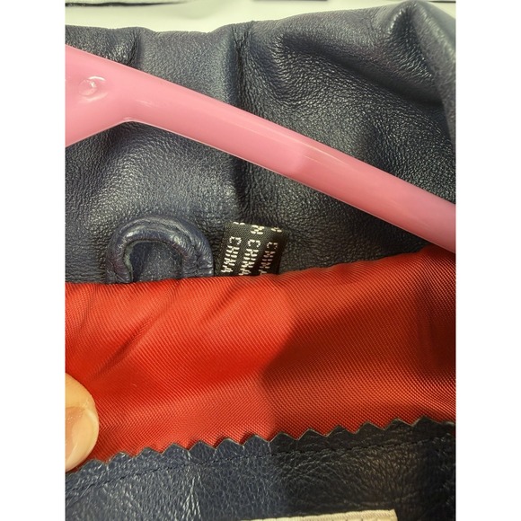 Michael Hoban WHERE MI Leather American Flag Bomber Style Jacket Men's S VTG 90s - Picture 3 of 16